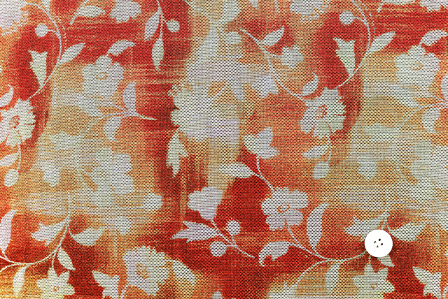 チュールニット ぼかしプリント花柄 オレンジ系 全体