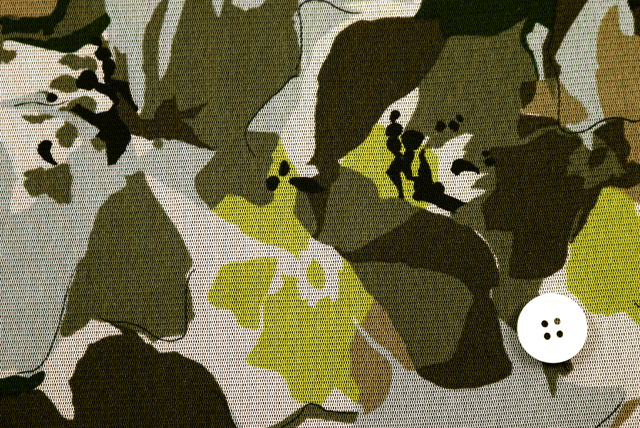 パワーネット フラワープリント ブラウン・カーキ・グレイなど 柄拡大・ボタン比較