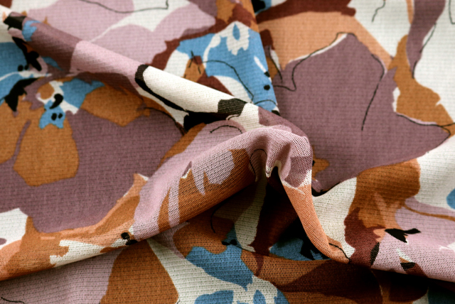 パワーネット フラワープリント 茶・コーキッド・オールドブルーなど ドレープ