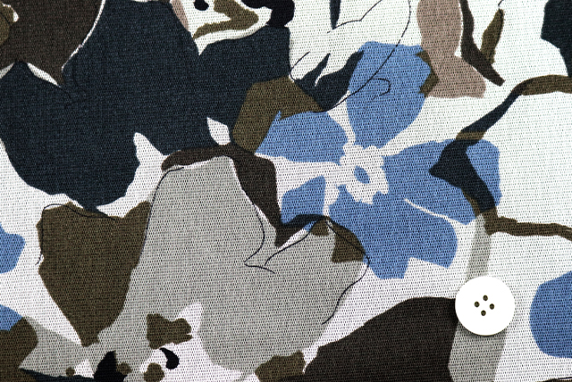 パワーネット フラワープリント グレイ・タバコブラウン・アクアマリンなど 柄拡大・ボタン比較