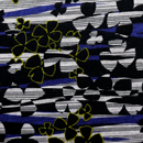 ウール混 起毛ニット クローバーモチーフ×流線ストライプ 紺×黒系