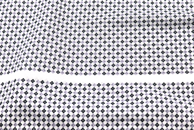 鹿の子ニット 小紋プリント オフ白 パネル境目(つなぎ目)