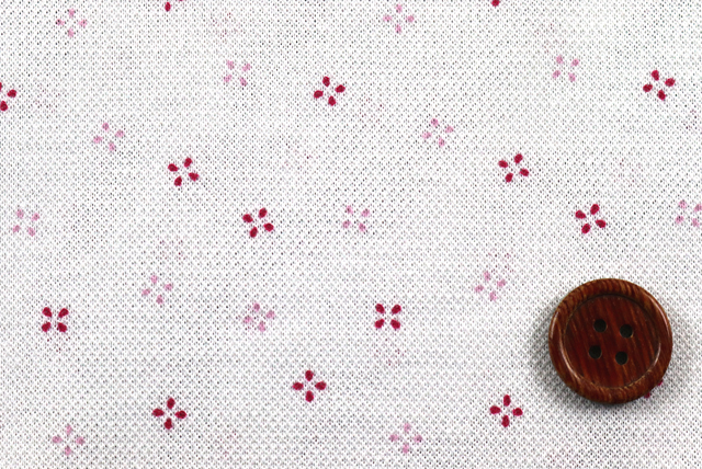 鹿の子ニット 小紋プリント 白地に赤系 2cmボタンとの比較（江戸ッ子 210ya）