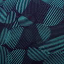 ストレッチ ちりめんプリントニット モダンラインアート幾何学 深緑