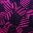 ストレッチ ちりめんプリントニット モダンラインアート幾何学 マゼンダ
