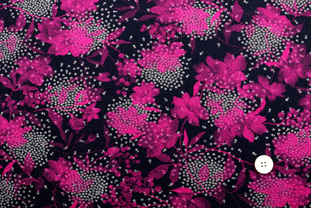 ストレッチちりめんニット 和モダン花柄 マゼンダ 全体(江戸ッ子 210ya)
