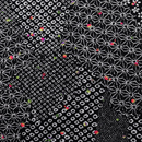 ストレッチ ちりめんニット 雲取り小紋 黒