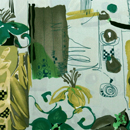 デシンプリント 和モダン更紗調 うすい青竹色