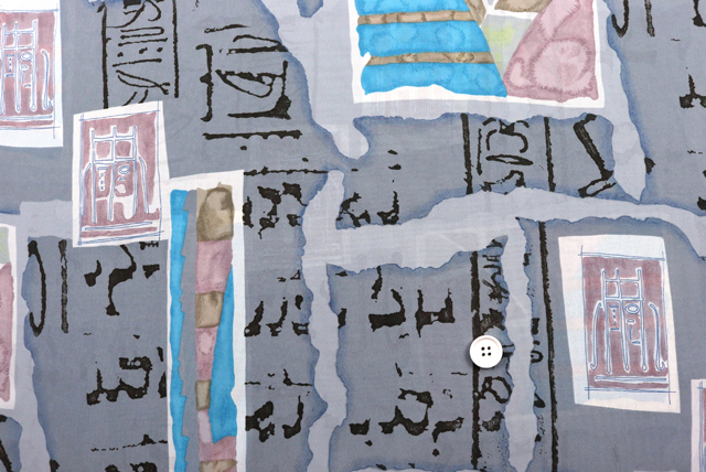 ジョーゼットプリント 和モダン書画調 うすいグレイ 全体（江戸ッ子 210ya）