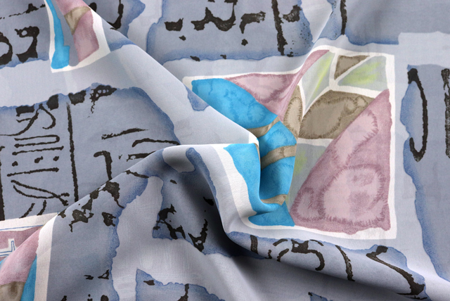 ジョーゼットプリント 和モダン書画調 うすいグレイ ドレープ（江戸ッ子 210ya）