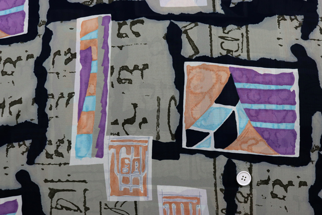 ジョーゼットプリント 和モダン書画調 うすいサンドベージュ 全体（江戸ッ子 210ya）